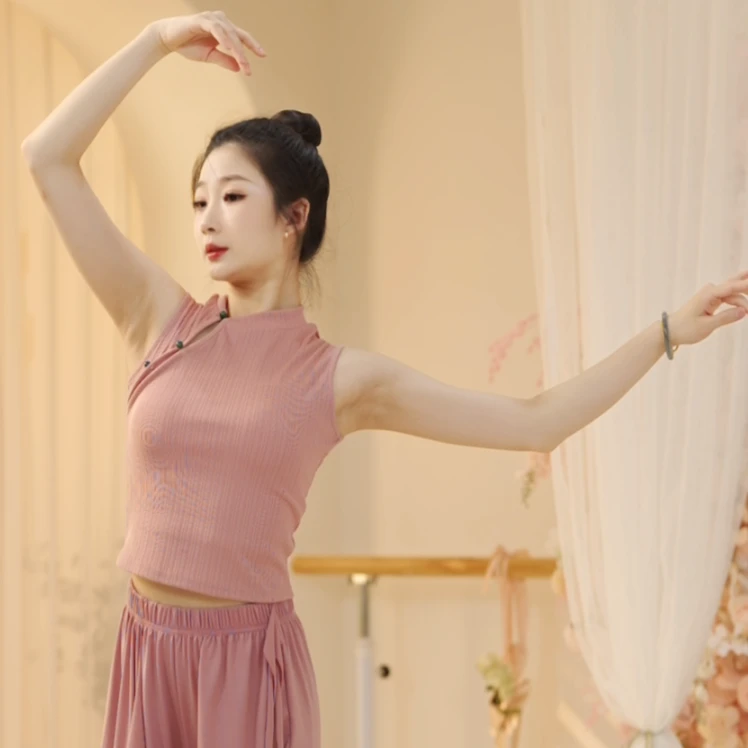 3229 D舞蹈服女中国风改良旗袍舞蹈上衣现代舞形体服无袖修身背心