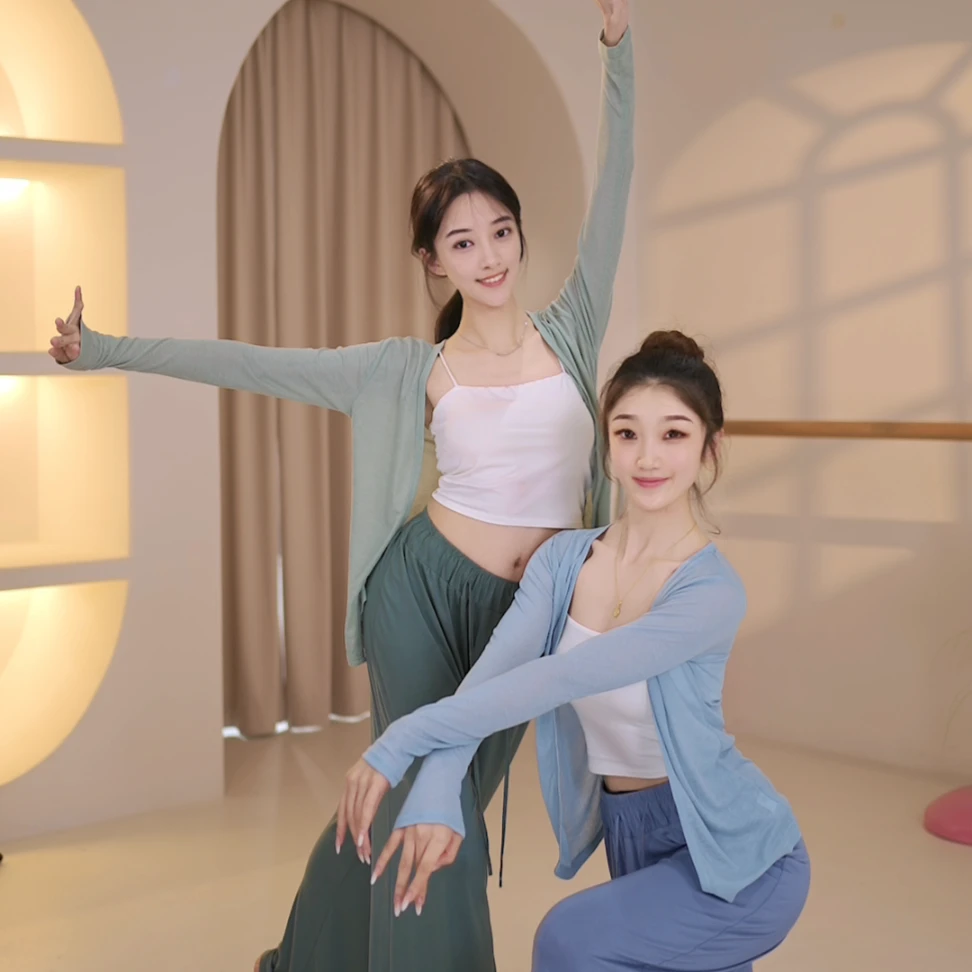3244 X现代舞蹈服成人女上衣针织薄款宽松2023夏季新款舞蹈服日常