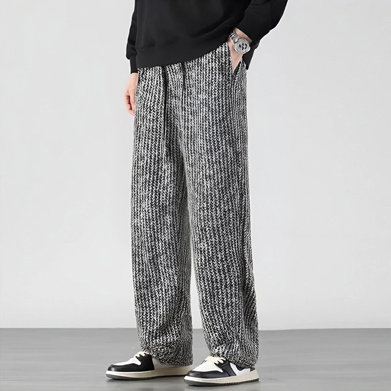 【大码300斤可穿奢品-】黑白条纹抽绳时尚百搭宽松休闲裤X2055