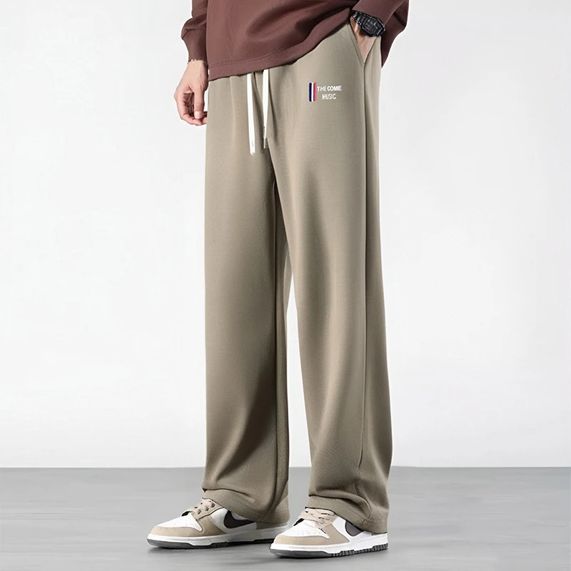 【轻奢男装】潮牌春秋季简约字母印花抽绳休闲百搭宽松长卫裤X2051