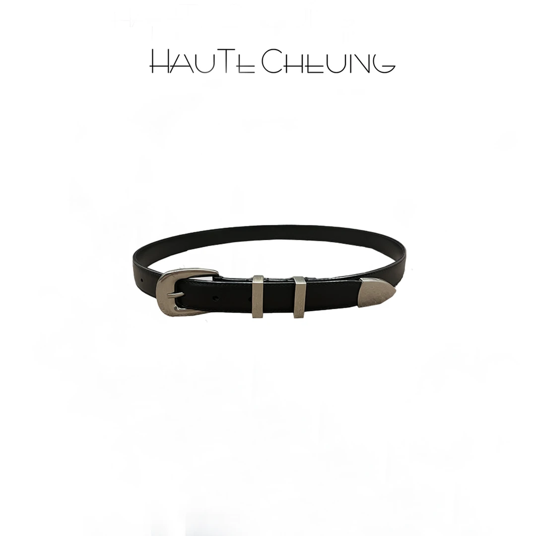 简约风  【真皮针扣 细皮 女士百搭 黑色银扣腰带】《宝儿严选》