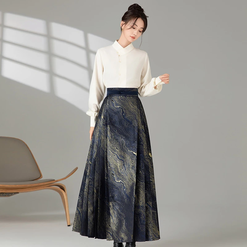 （行沙）国风新中式气质复古鎏金汉元素马面裙