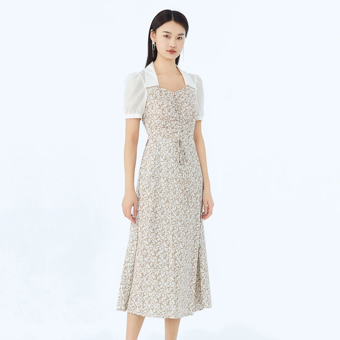 印花连衣裙女2025碎花气质收腰长裙【233279】