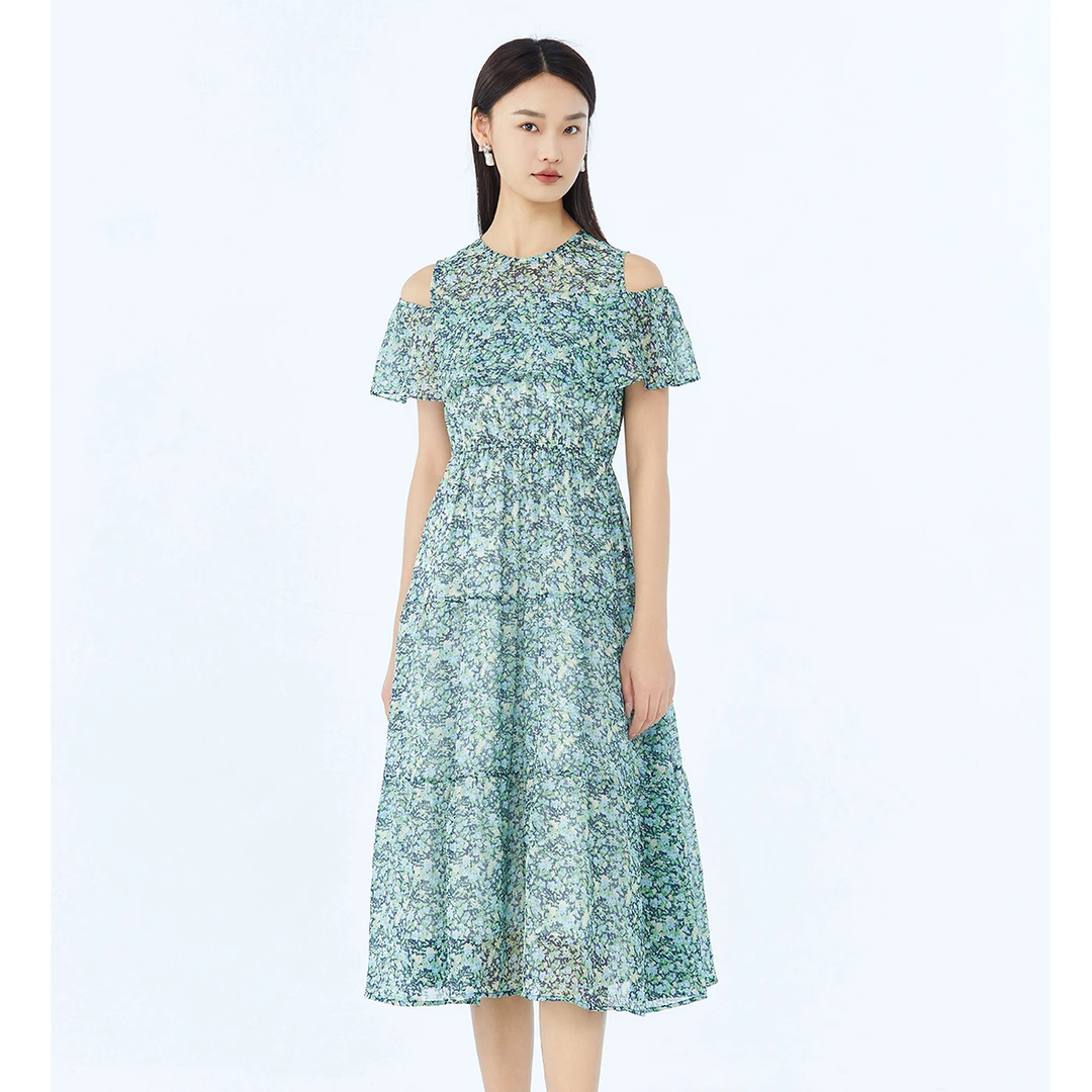 短袖连衣裙女2025时尚气质显瘦收腰中长款【233388】