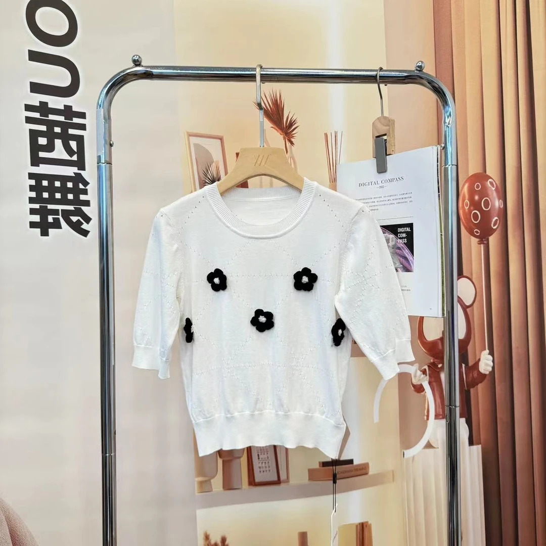 茜舞花朵针织衫2025短款针织衫【23F021】