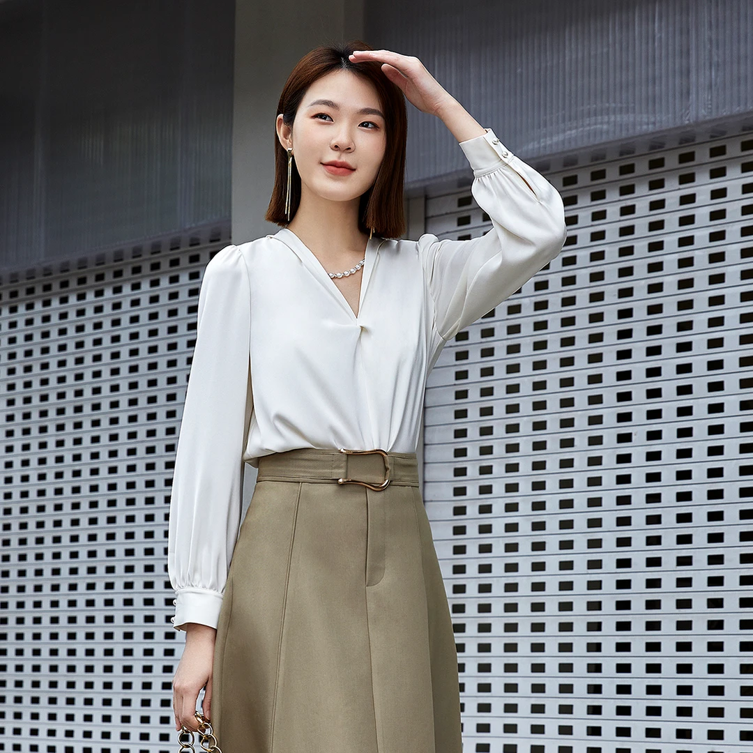 茜舞衬衫女2025新款设计感轻熟衬衣【331376】