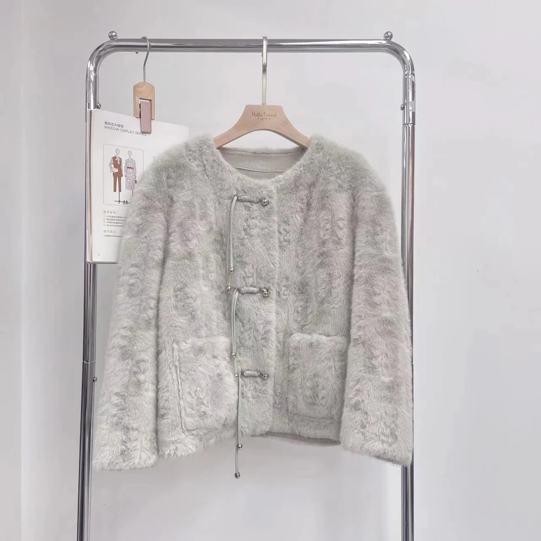 皮毛一体短外套女2025时尚气质百搭上衣【H234846】