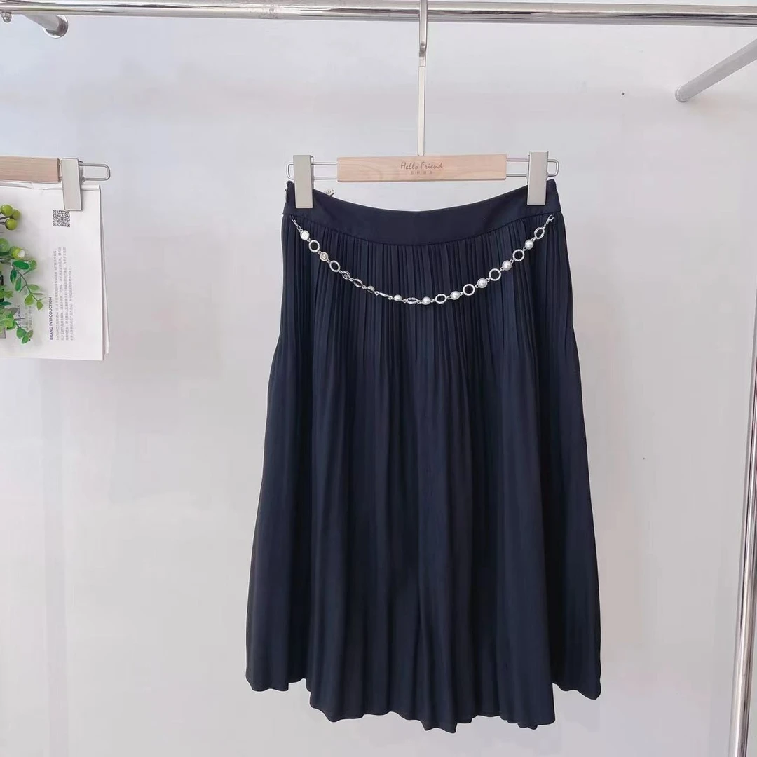 茜舞百褶半身裙女2025纯色时尚百搭中长裙【922521】