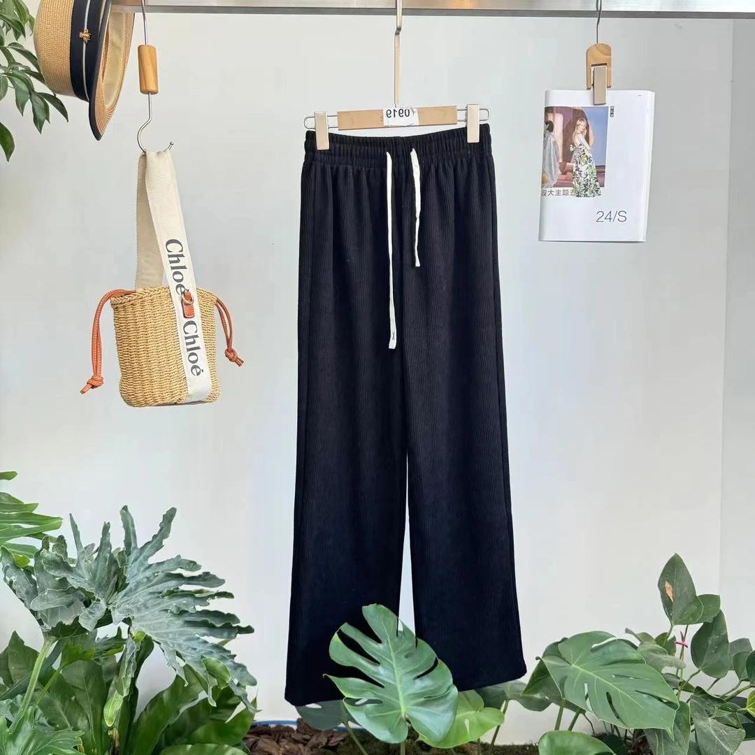 直筒裤女2025时尚百搭抽绳休闲裤【A234019】