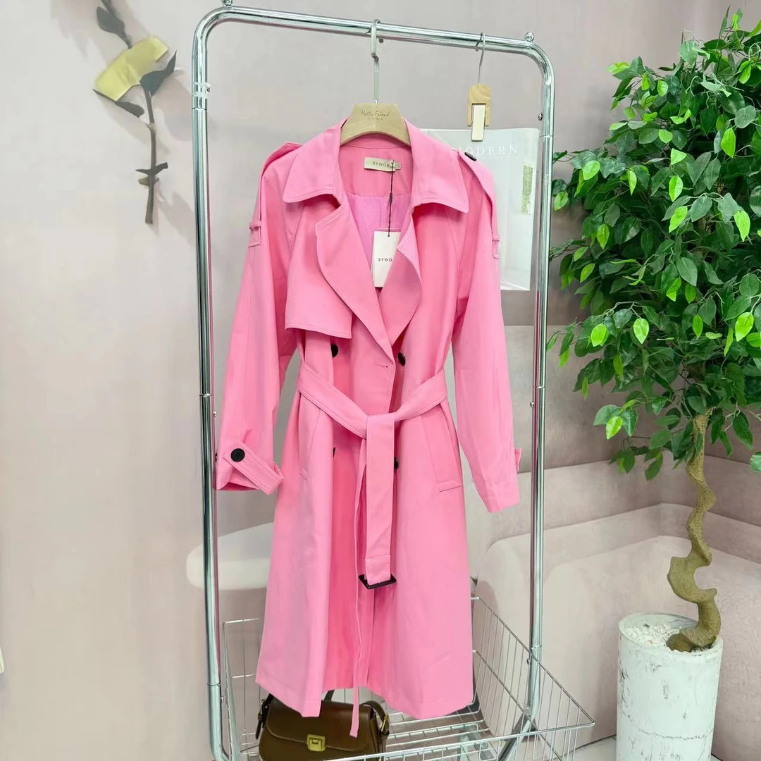 风衣女士2025时尚气质中长款双排扣大衣【137380】