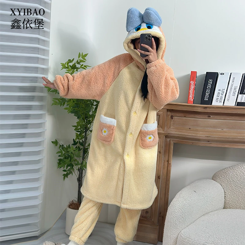 2019套装睡衣家居服加绒ins唐老鸭两件套