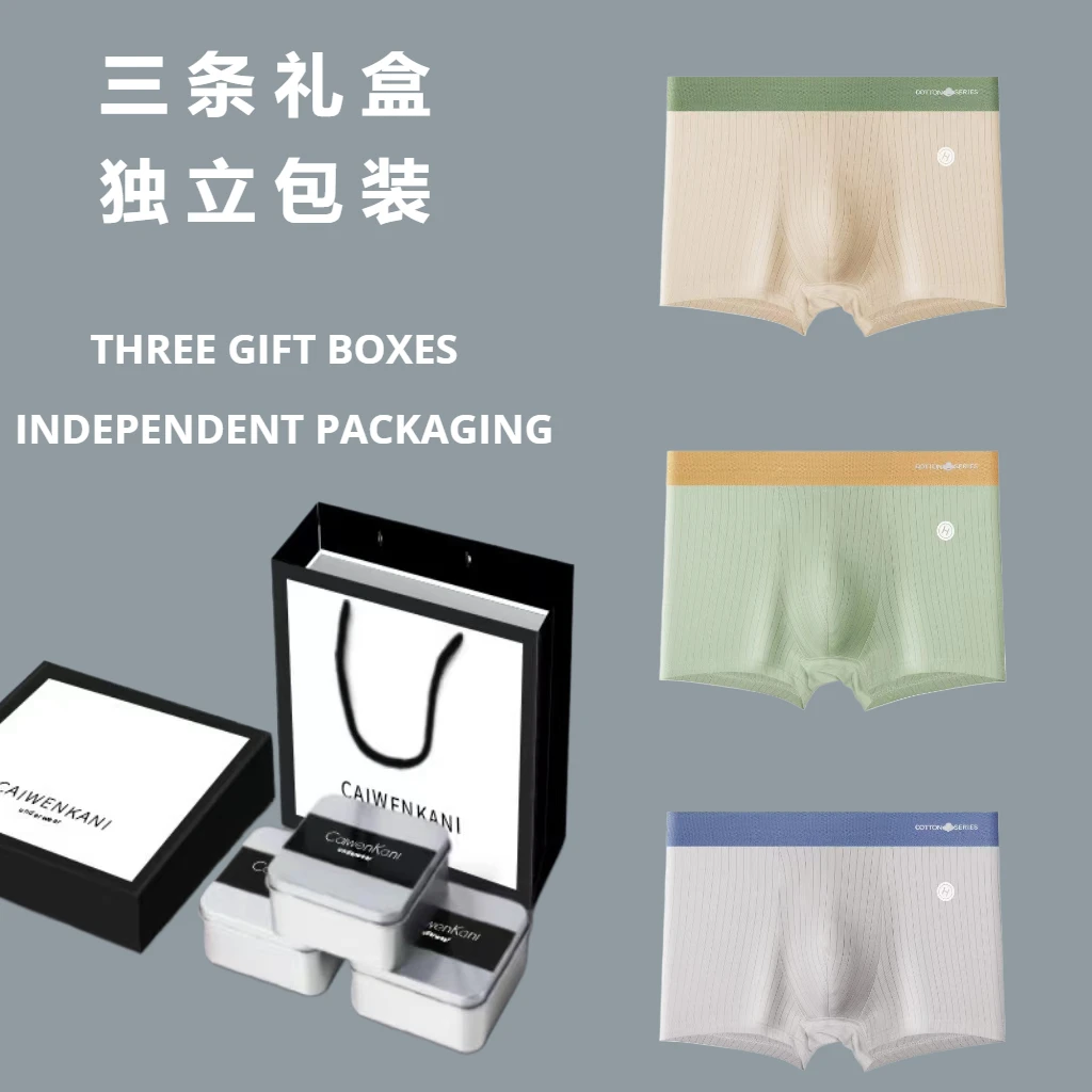 礼盒男士内裤无痕抗菌四角短裤头底裤衩大码宽松2024年青少年平角