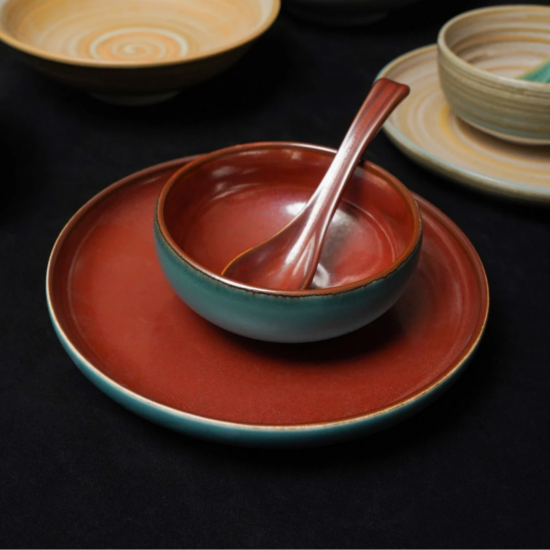 林大厨同款景德镇个性碗盘餐具釉下彩陶瓷碗盘轻奢家庭装创意