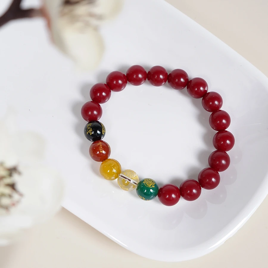 朱供菩提根单圈五路财神复古简约文玩手串PT-S37