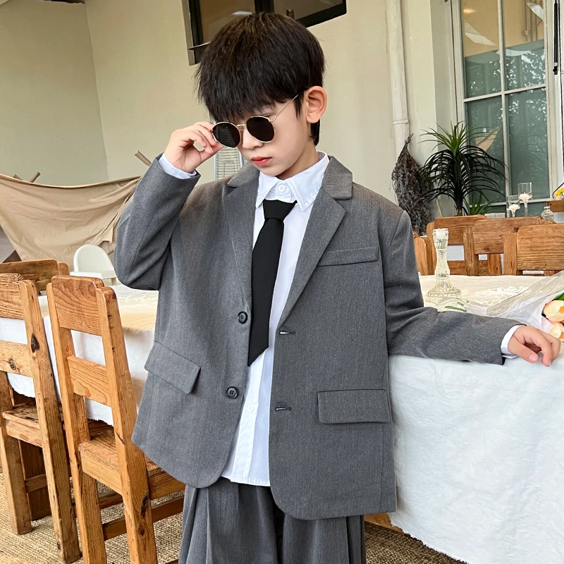现货中班仔西服外套春秋季2025新款英伦风小西装6-12岁大童*35672