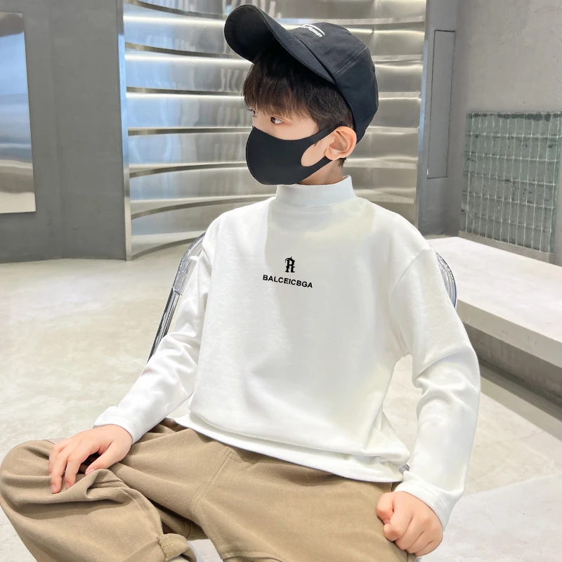 中班仔儿童半高领打底衫2025秋冬装男童长袖T恤洋气韩版潮*37804