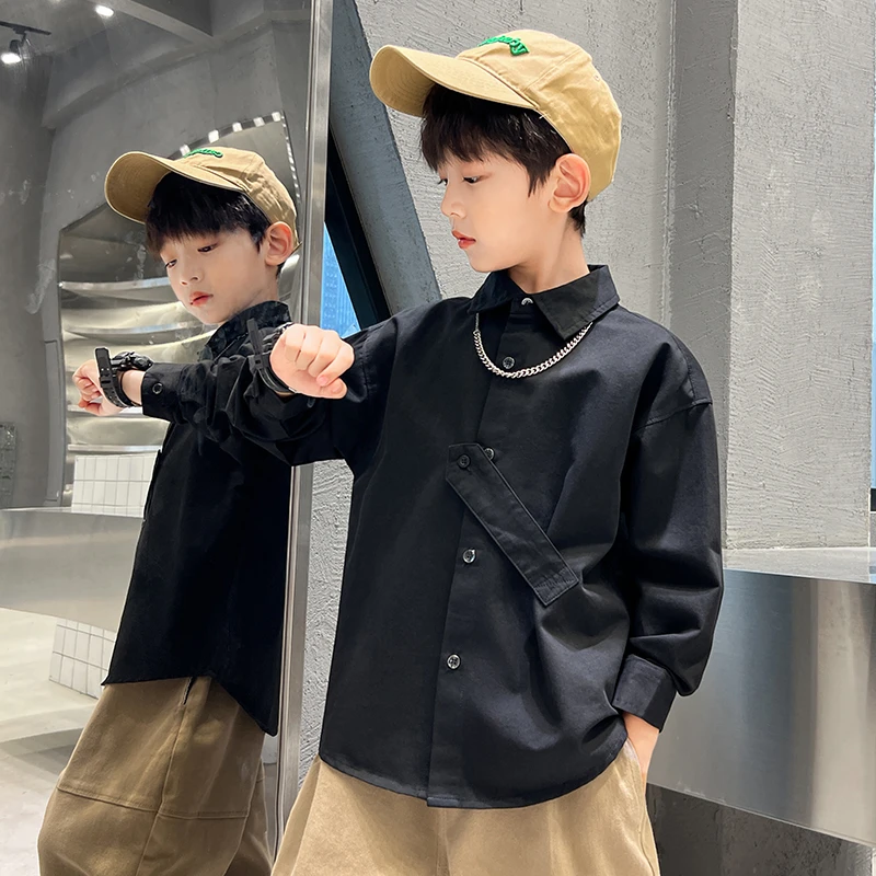【中班仔品牌】男童秋装气质长袖衬衫2025春秋季衬衣童装男童35266
