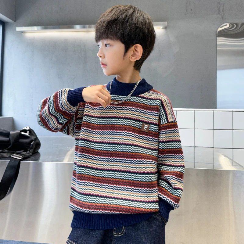 【中班仔品牌】男童圆领套头针织衫2025冬装打底毛衣上衣*37809