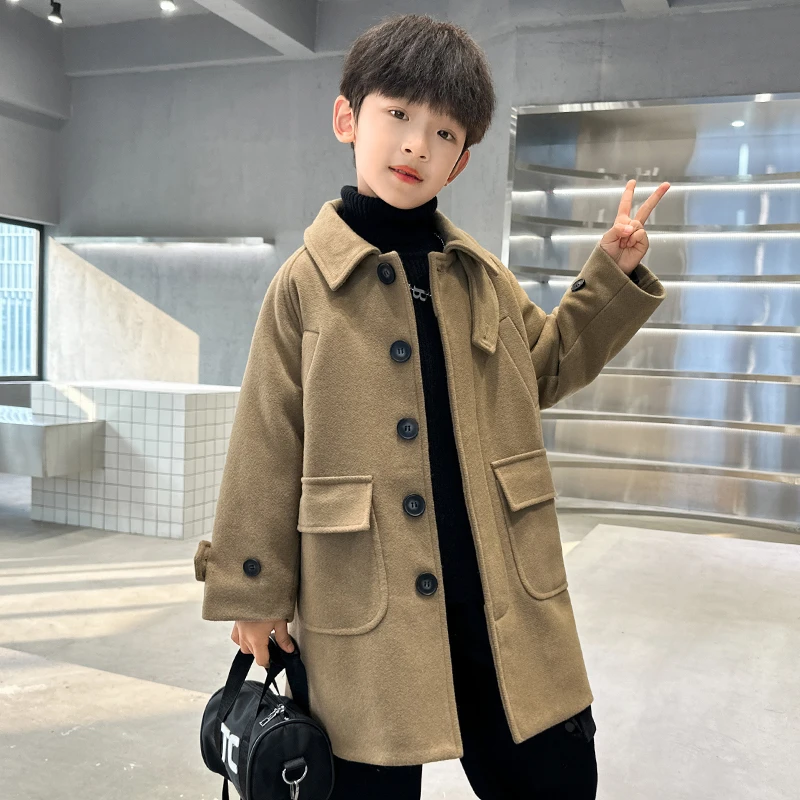 中班仔男童毛呢外套夹棉加厚秋冬装2025新款儿童气质呢大衣*37850
