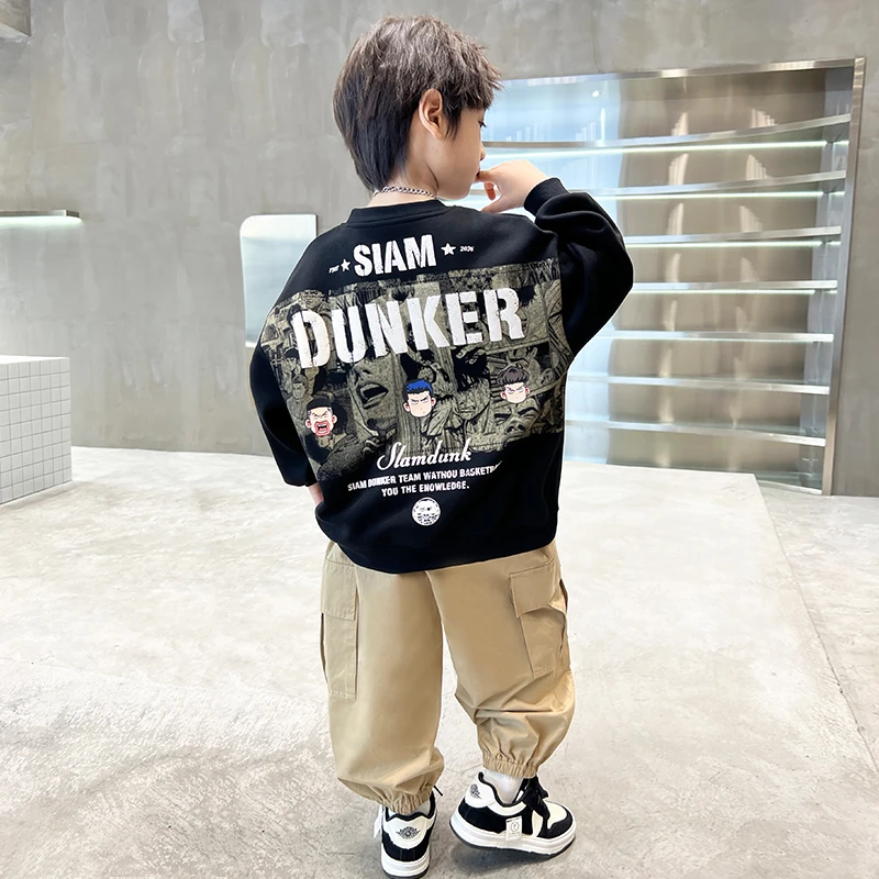 中班仔男童套装春秋款卫衣工装裤休闲两件套儿童洋气秋装*ZH2123