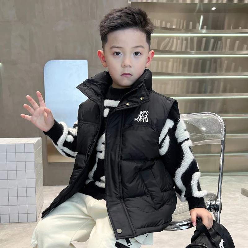 中班仔男童90白鸭绒轻薄羽绒马甲儿童冬季外套潮流坎肩外穿*38013