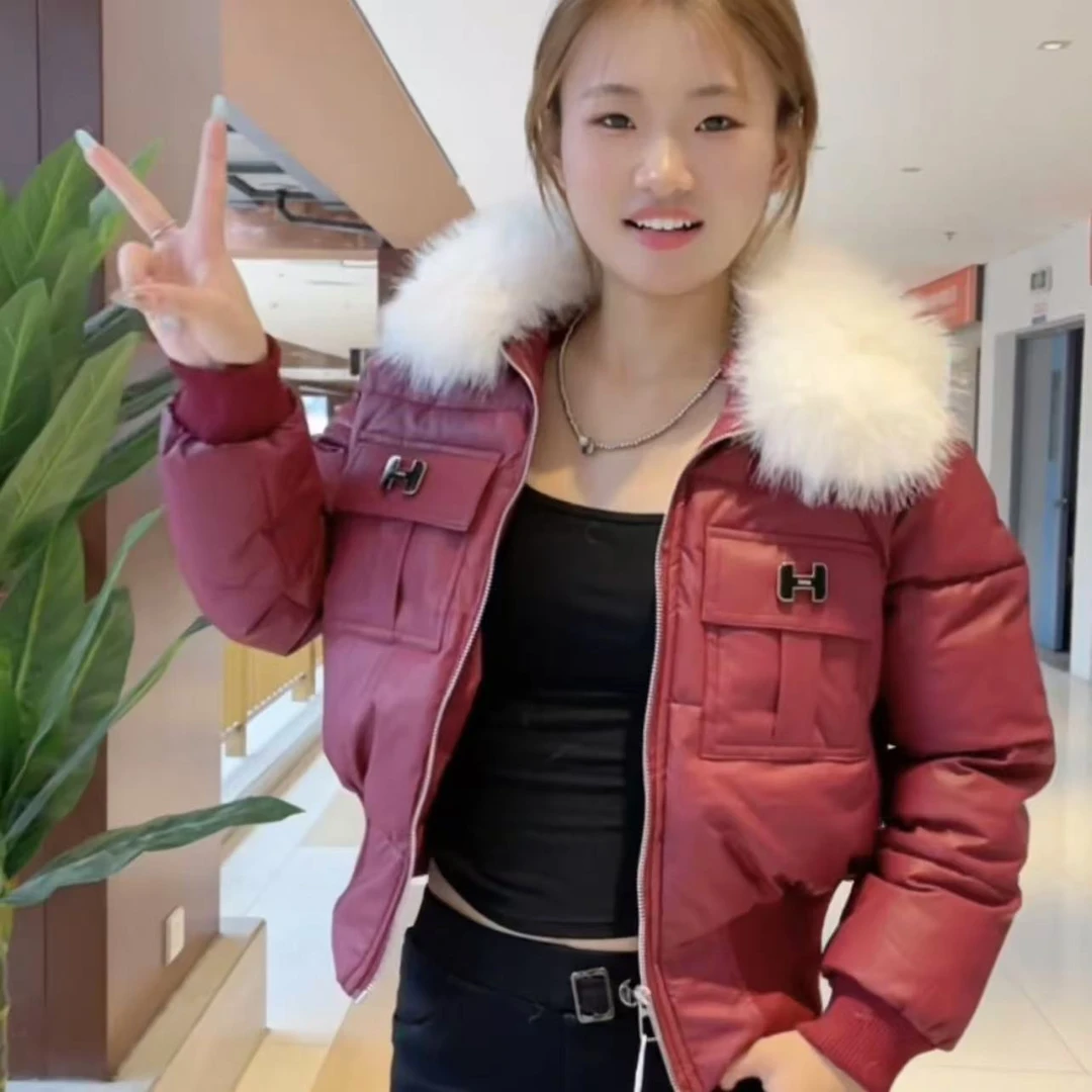 2024冬季新款大毛领短款棉服外套女韩版时尚小个子百搭显瘦棉衣潮