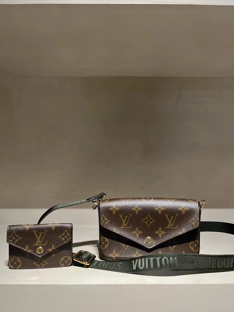 90新 LouisVuitton/路易威登 pv老花新款三合一单肩斜挎包