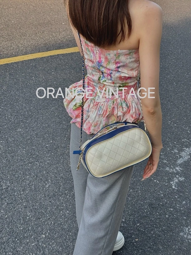 95新 Chanel/香奈儿 拼色胶囊手提化妆包单肩挎包链条包
