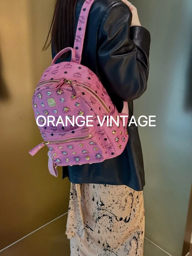 95新 MCM mcm 粉色双肩包