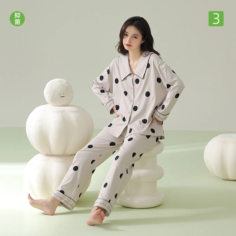 春秋季法式领睡衣女长袖拉架女士家居 服套装