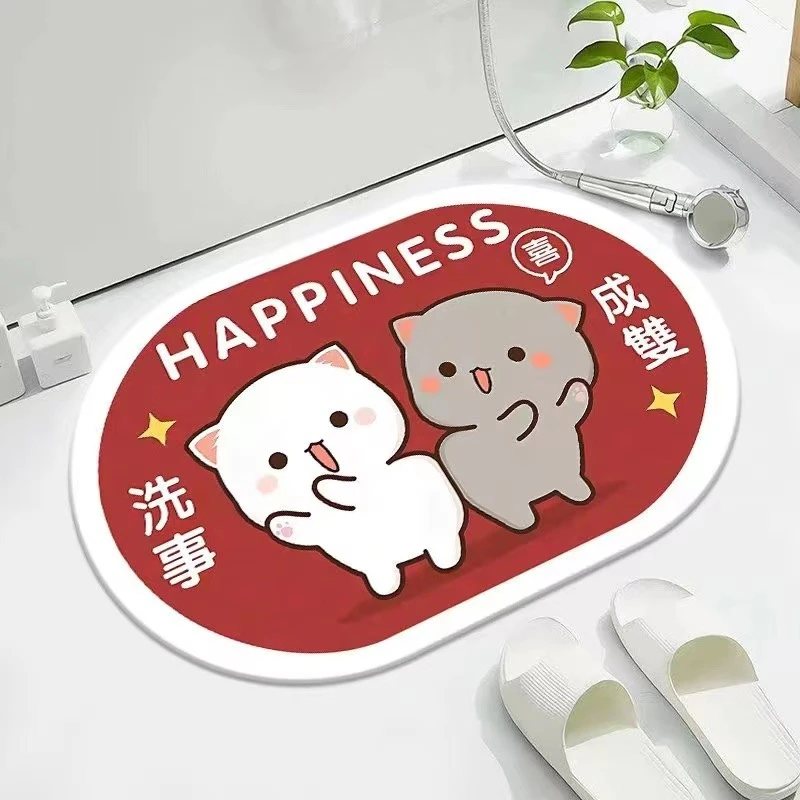 【出口版加厚硅藻泥吸水垫】国潮乔迁款喜庆防滑浴室脚垫卫浴速干