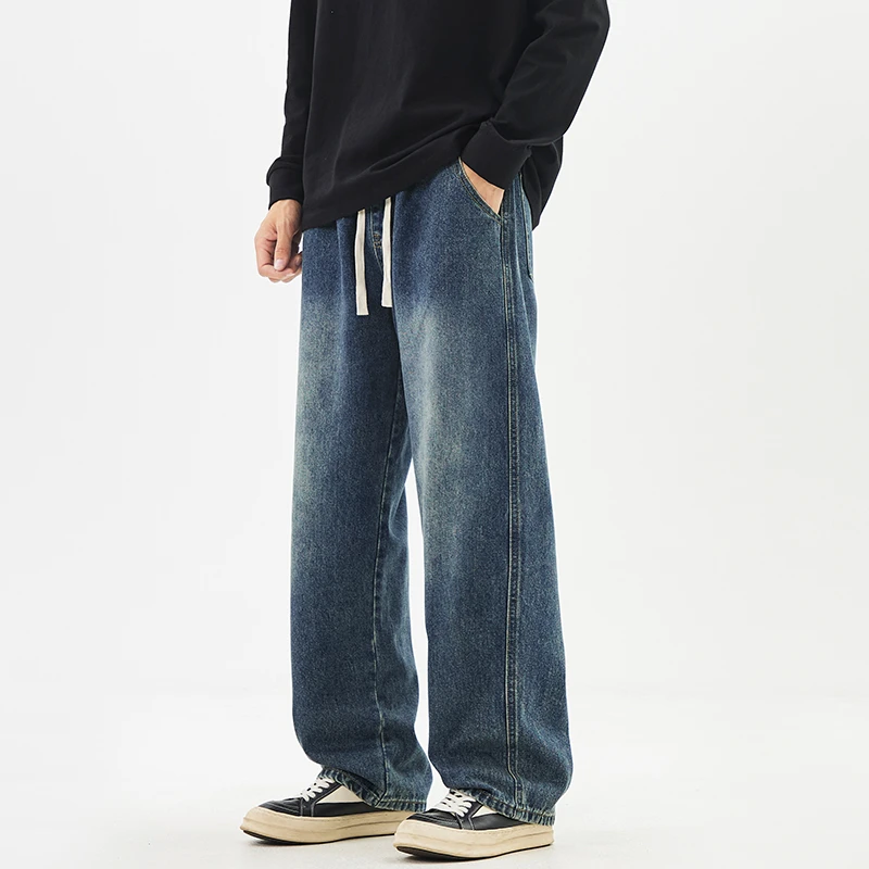 牛仔复古蓝男士秋季新款潮流百搭直筒男裤2025新款秋天男生牛仔裤