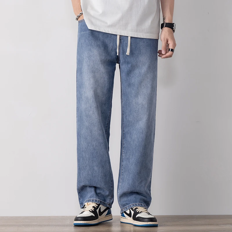 牛仔裤男款夏季薄款2025年宽松直筒潮流牛仔裤青少年时尚简约长裤