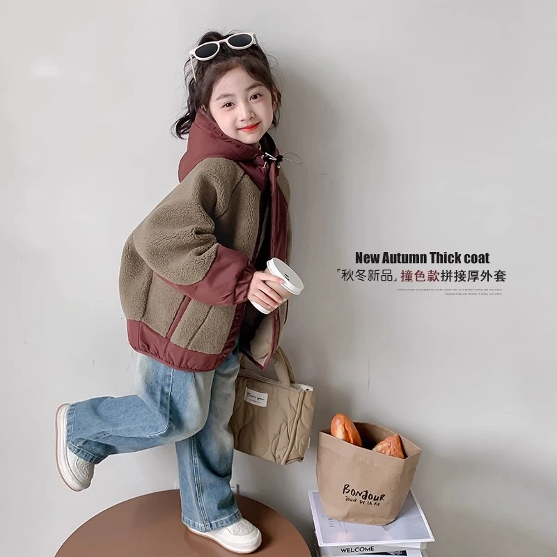 女童外套秋冬款2025新款洋气潮女孩冬装冬季羊羔绒毛毛衣加绒加厚