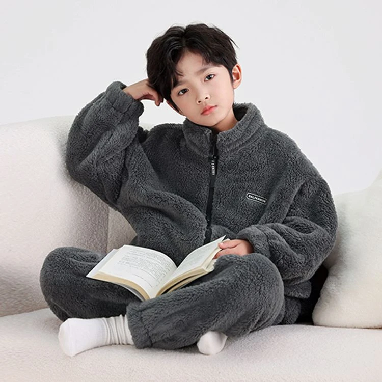 男童睡衣套装秋冬款2025新款儿童家居服珊瑚绒男孩中大童法兰绒潮