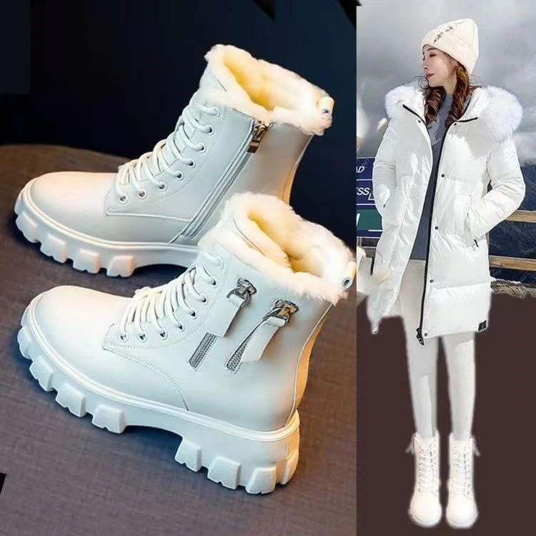 高品质厚底雪地靴女2023新款冬季加绒加厚保暖棉鞋防水棉靴马丁靴