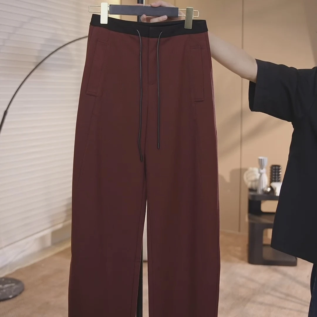 天丝绵羊毛抽绳设计香蕉型阔腿裤8292