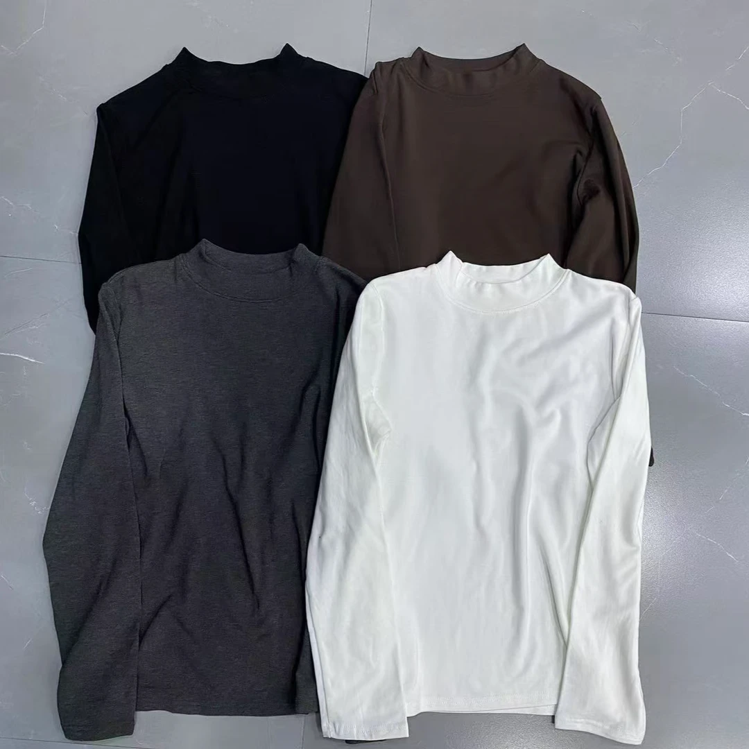 小立领加绒长袖T恤