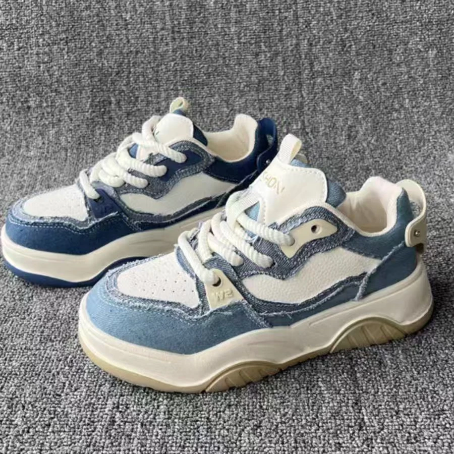 【新疆包邮】24年新款冬季加绒牛仔布拼色板鞋F02