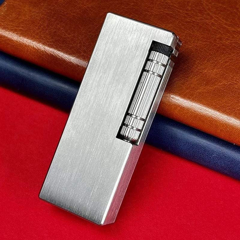 手工钛合金EDC鱼肠侧滑轮复古老式煤油个性送男友打火机创意银色