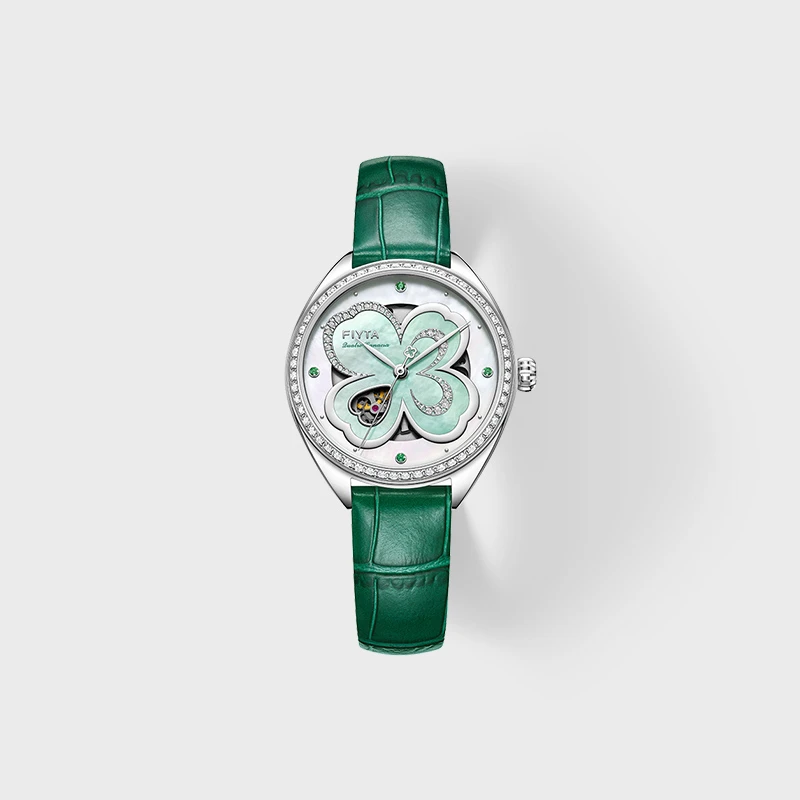 飞亚达四叶草系列新款女士手表全自动机械防水镂空时尚女表腕表