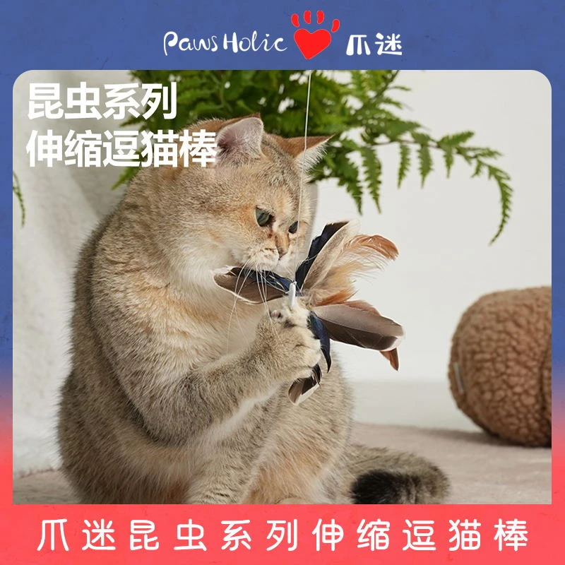 PawsHolic/爪迷可替换昆虫系列吊坠逗猫棒仿真昆虫自嗨解闷猫玩具