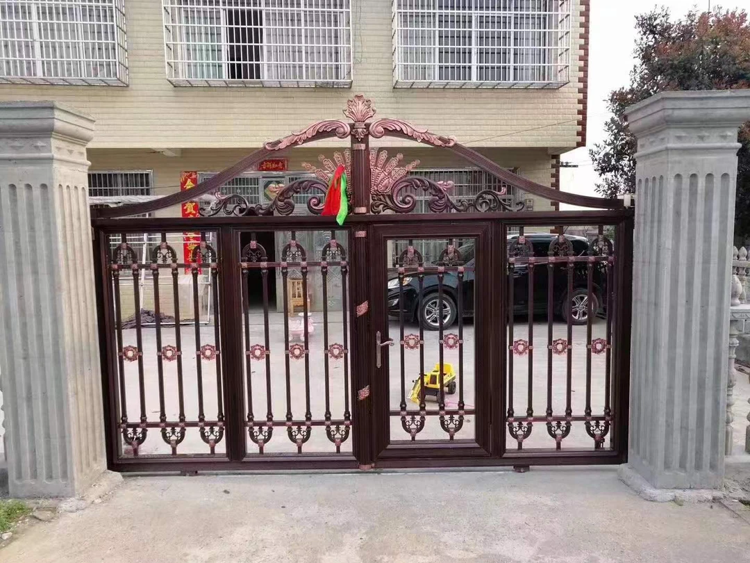 庭院大门铝艺门欧式铝合金双开门家用院子电动门铝艺围墙花园小门