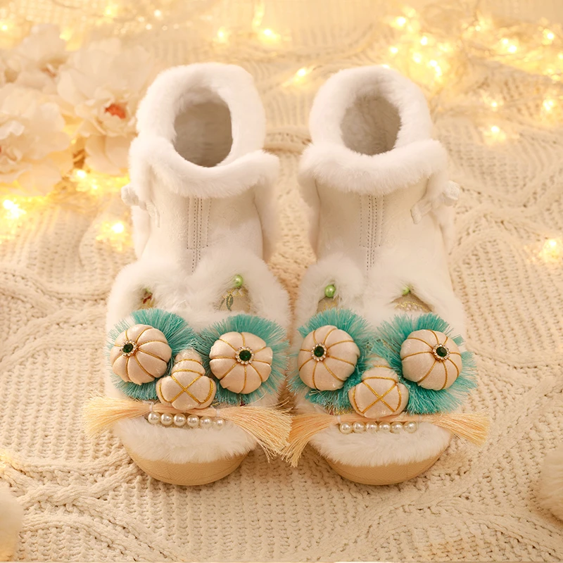 清新虎头靴成人厚底加绒绣花靴复古传统手工布鞋非物质文化虎头鞋