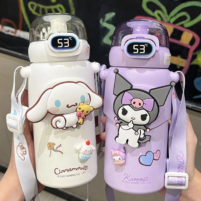 库洛米儿童保温杯上学专用316不锈钢水杯学生吸管大容量杯子女生