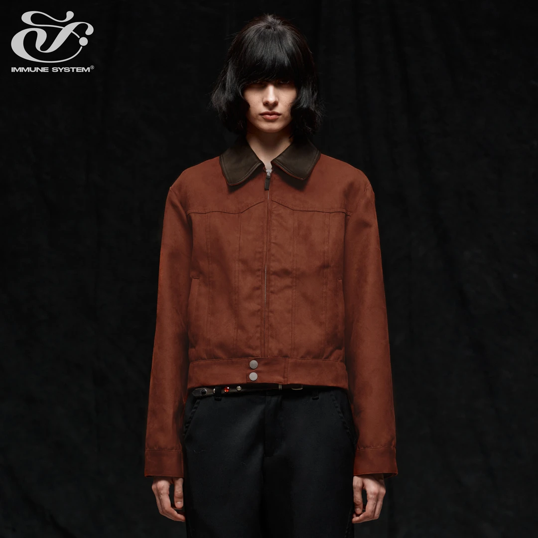 immune system免疫系统 拼接麂皮合体春季外套