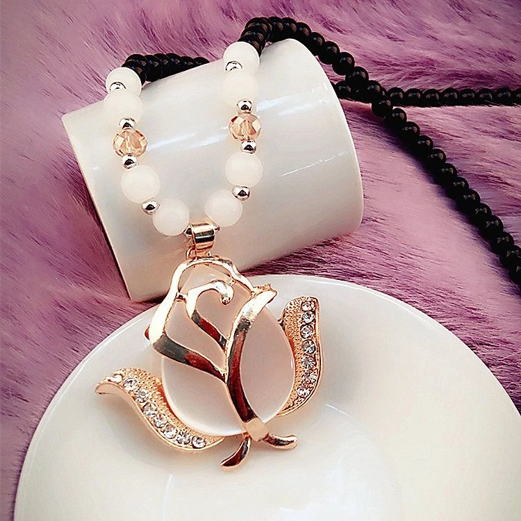 锌合金树脂吊坠 日韩百搭毛衣链长款秋冬吊坠女个性项链名族风