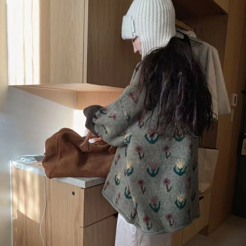 SS24125  dearest复古小花针织开衫