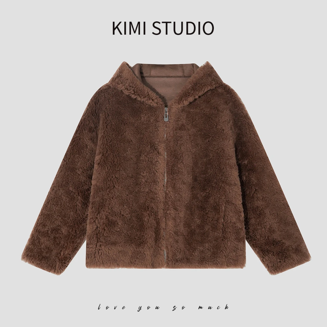 AW241202  100绵羊毛一体连帽外套