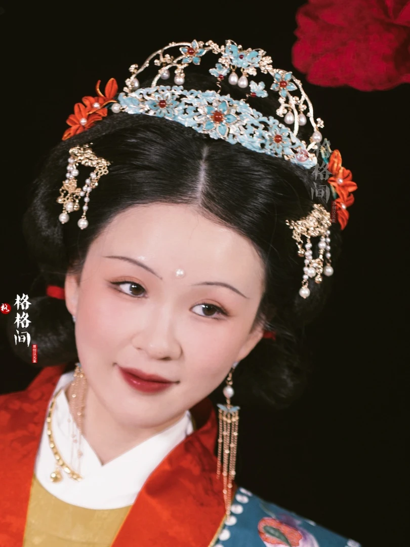 格格间原创【韶华】宝石流苏发冠复古风发饰富贵新中式汉服配饰手工